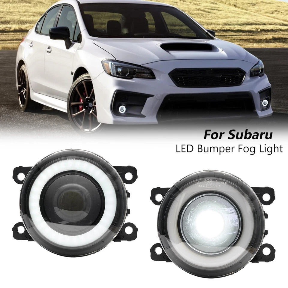 2Pcs White LED Fog Light w/ Halo Ring DRL For 13-16 Subaru BRZ 15-21 WRX Impreza - Image 2 of 4