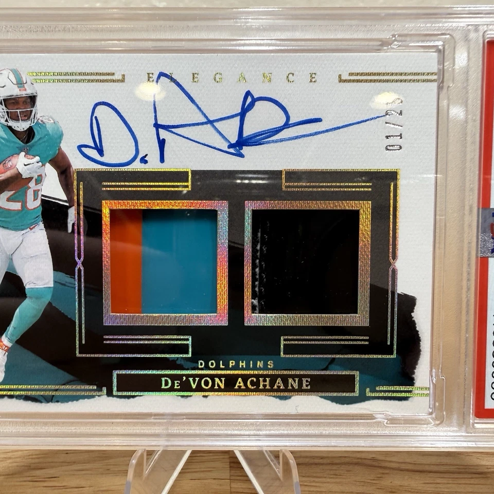 2023 Panini Impeccable De'Von Achane Elegance Rookie Helmet and Glove Autos #/25 - Image 4 of 4