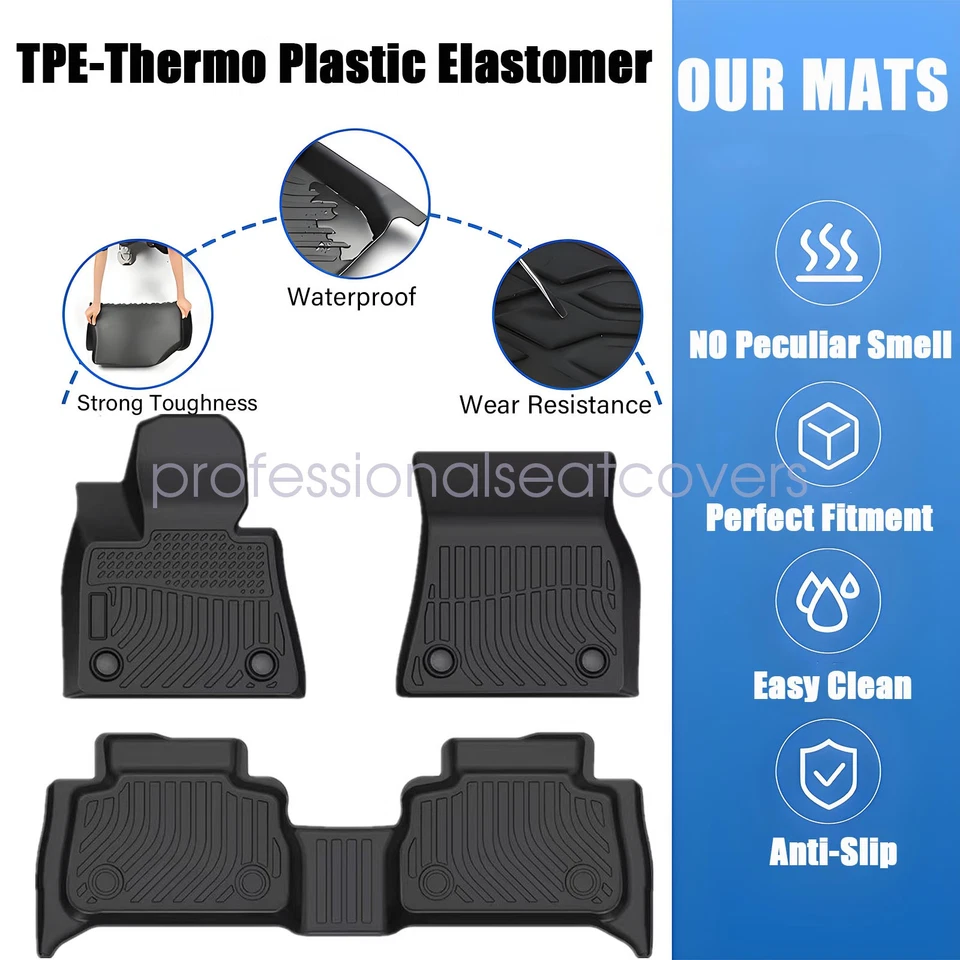 Fits 2020-2026 BMW X6 TPE 3D Model Front & 2nd Row Floor Mats Liner Set Black - Image 3 of 4