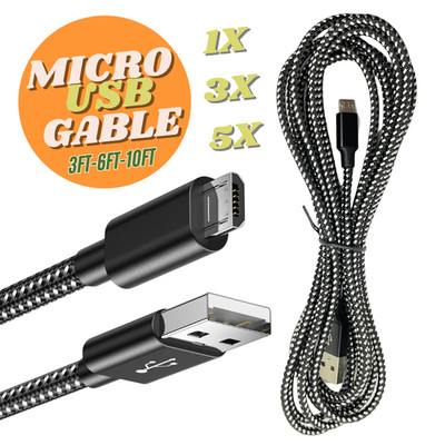 Lot Braided Micro USB to USB A Cable Charger Cord For Samsung Google LG Android
