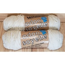LeeWards Orlon Sayelle Yarn 4-Ply Worsted Tawny White 1253 Set of 2 Skeins 4oz