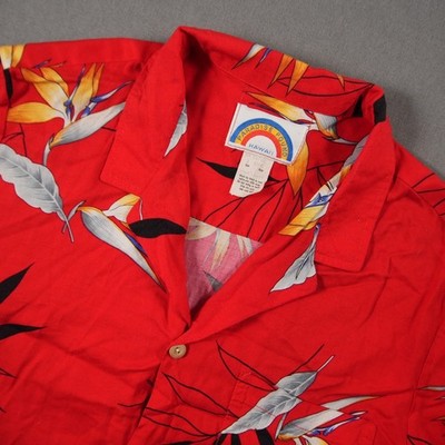 Vintage 70s USA Paradise Found Bird of Paradise Floral Men Shirt S Vacation