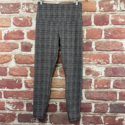 Lysse Pants Womens Medium Black White Red Plaid Houndstooth Pull On Skinny Leg