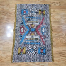 VTG Southwestern Navajo Hand Loomed Rug Native American Tribal 22"x34"