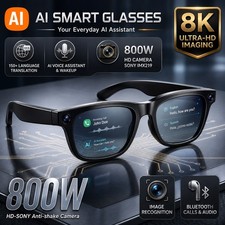 AI Smart Glasses 8MP Camera 4k 800W HD Video Real-Time Translation Recorder