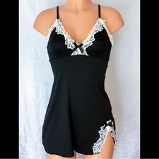 Black White Lace, Trim, Night Slip