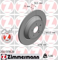2X Zimmermann Bremsscheibe Coat Z 250.1378.20 FüR Ford DM2 Kuga Mondeo CF 2 5