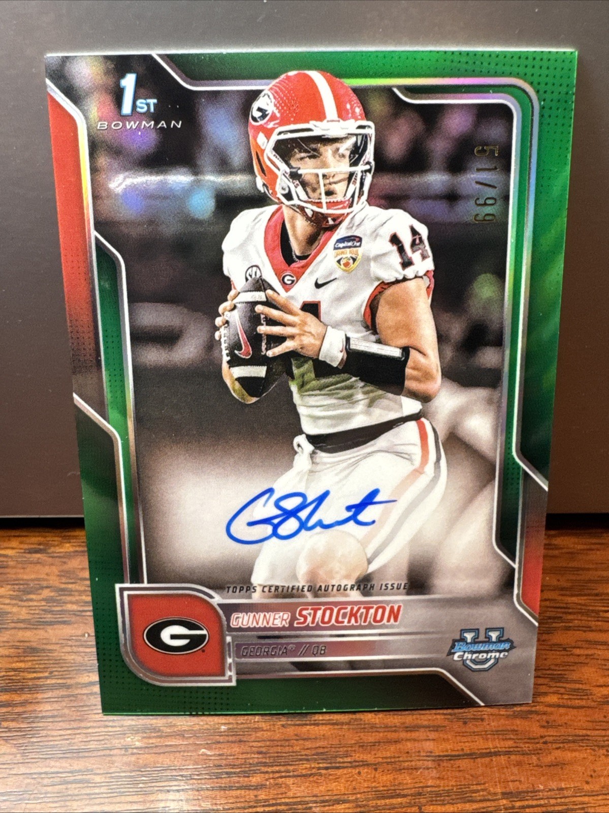Gunner Stockton 2025 Bowman U Chrome Auto BCA-GS 1st Green Refractor /99 Georgia