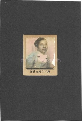 DISTRESSED FOUND PHOTO Small Tinted Color Portrait ON BACKING PAPER Lady 62 35 Z