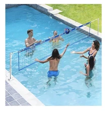 15ft-32ft Pool Volleyball Net Set with Base Volleyball Net for Inground Pools