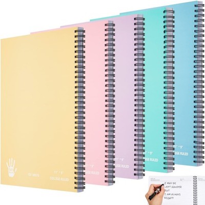 Left Handed Notebook 11 X 9 Inches 100 Sheets 5 Colors - Comfortable Writing