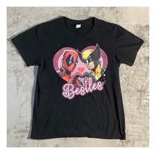 Deadpool & Wolverine Besties Heart T-Shirt Marvel Graphic Black Adult Small