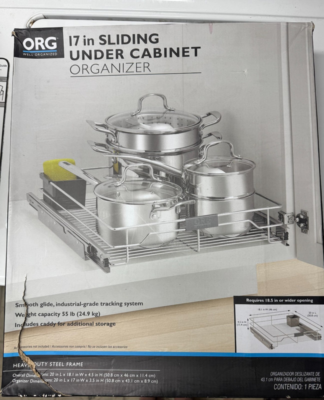 ORG Slide Out Cabinet Organizer - 17" - White