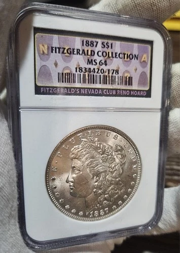 1887-P MORGAN DOLLAR -NGC MS 64-FITZGERAD HOARD