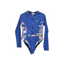 OP Ocean Pacific Surf Rashguard One Piece Swimsuit Floral Zip XL NWT