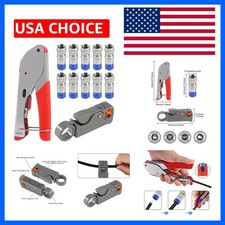 RG6 RG59 Coax Cable Compression Crimper Tool Kit,with 10 pcs Coaxial Compress...