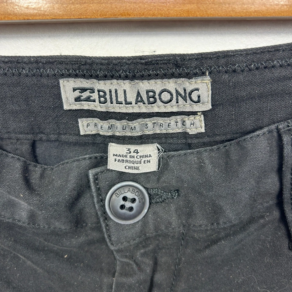 Billabong Black Stretch Fabric Regular Cotton Blend Chino Casual Shorts Size 34 - image 2 of 3