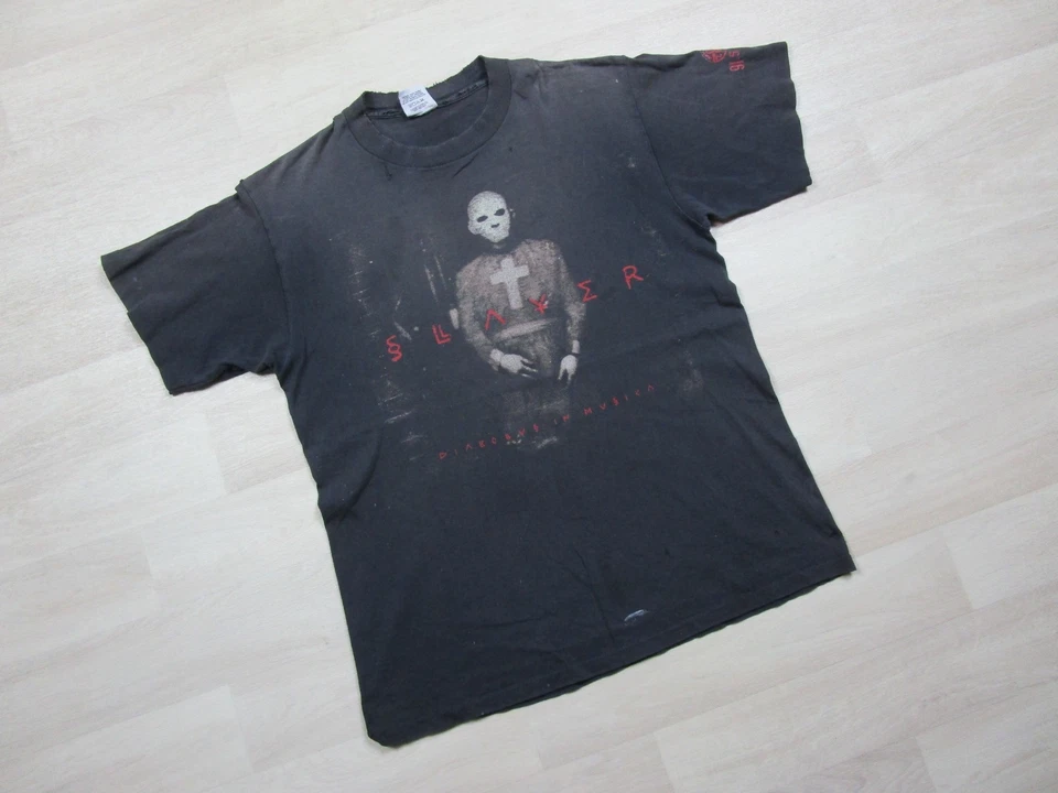 Vintage Slayer Band T-Shirt XL Single Stitch 90s The Record Exchange Promo Rare - Image 2 of 4