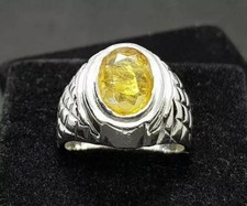 Certified Natural Yellow Sapphire 925 Starling Silver Handmade Astrological Ring