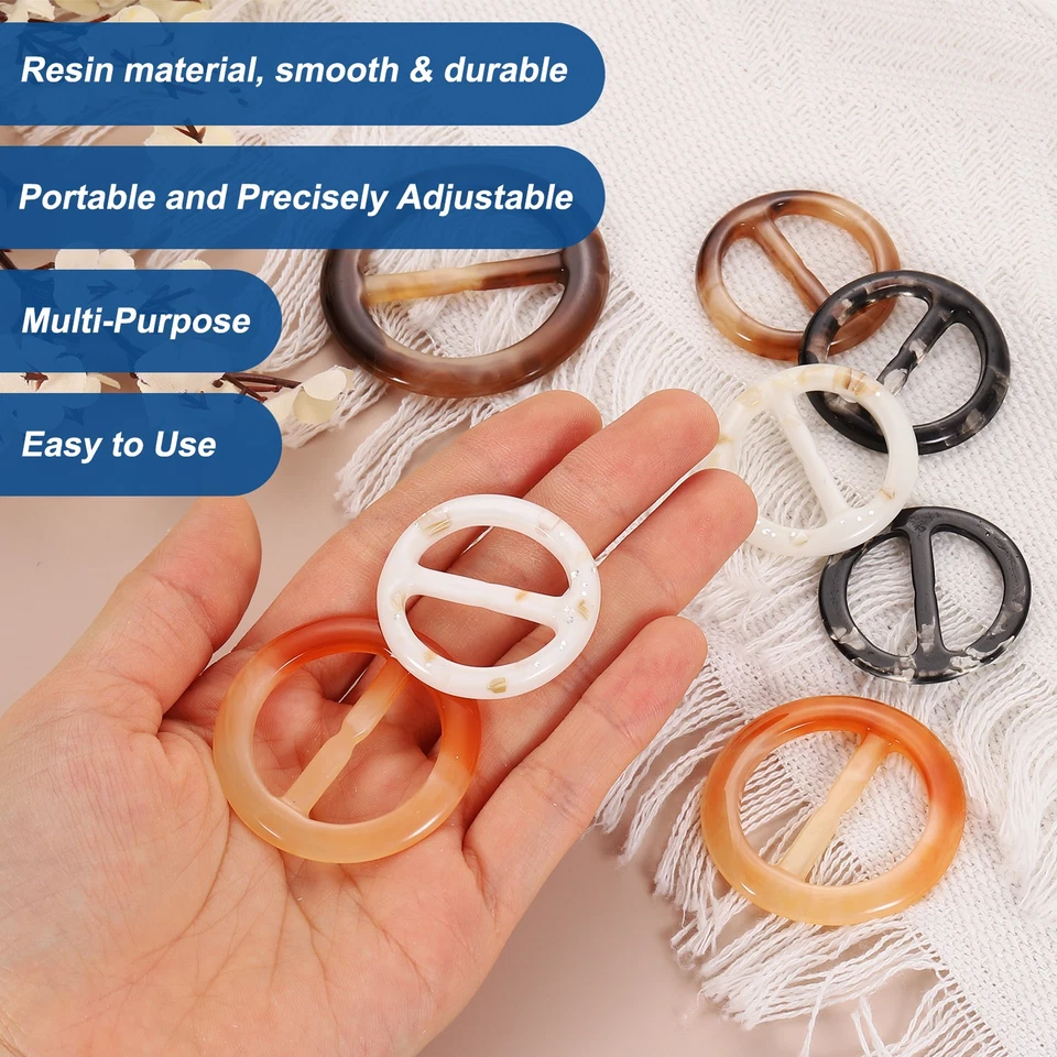 8 Pcs T-shirt Clips, 35mm(1-3/8") Round Resin Scarf Ring Clothes, Light Brown Foto 3 de 4
