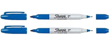 Sharpie Twin Tip Permanent Marker Lot/2 Fine/Ultra Fine Tips Blue School Office