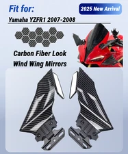 Carbon Fiber Style Wind Wing Rearview SideMirrors for Yamaha 2007 2008 YZF R1