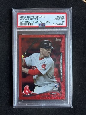Mookie Betts Red Hot Foil Parallel US26 PSA 10 Rookie Card RC 2014 Topps Update