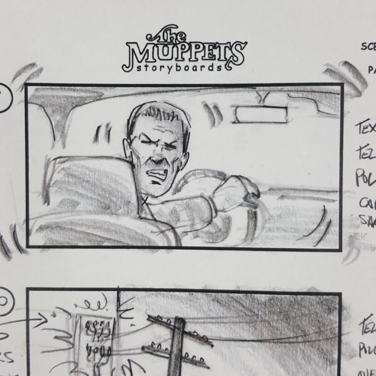 Image 5 of The Muppets (2011) - Production Used Storyboard, Tex Takes off in Car 2, COA