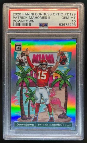 2020 Panini Donruss Optic Patrick Mahomes II Downtown SSP #DT-29 Chiefs PSA 10