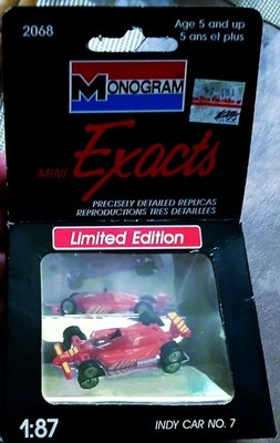 Monogram 1990 MINI Exacts  1:87 Limited Edition 2068 Indy Car #7 pkg has crease