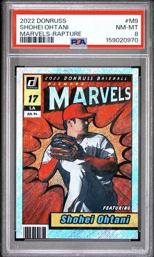 2022 PANINI DONRUSS MARVELS RAPTURE #M9 SHOHEI OHTANI PSA 8
