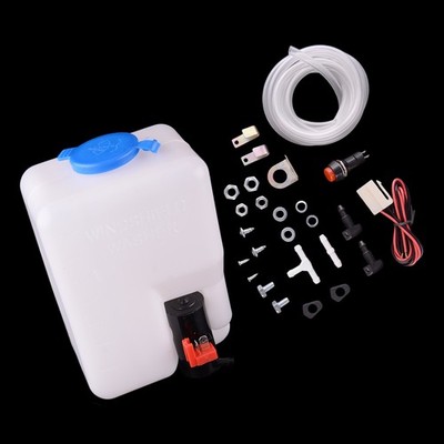 Set Windshield Washer Fluid Reservoir Bottle Tank with Hose Jets Universal Use r