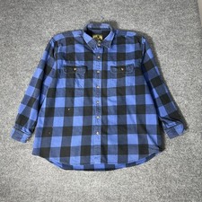 Field Stream Flannel Shirt Mens XXL Blue Black Buffalo Plaid Button Up