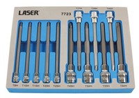 "Laser Tools Langes Tamperproof Torx� Stecknuss Bit Set 1/4\"D, 3/8\"D, 1/2\"D 7723"