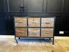 Chest of Drawers Solid Wood & Metal - Slight Defect (front left leg) - Rustic