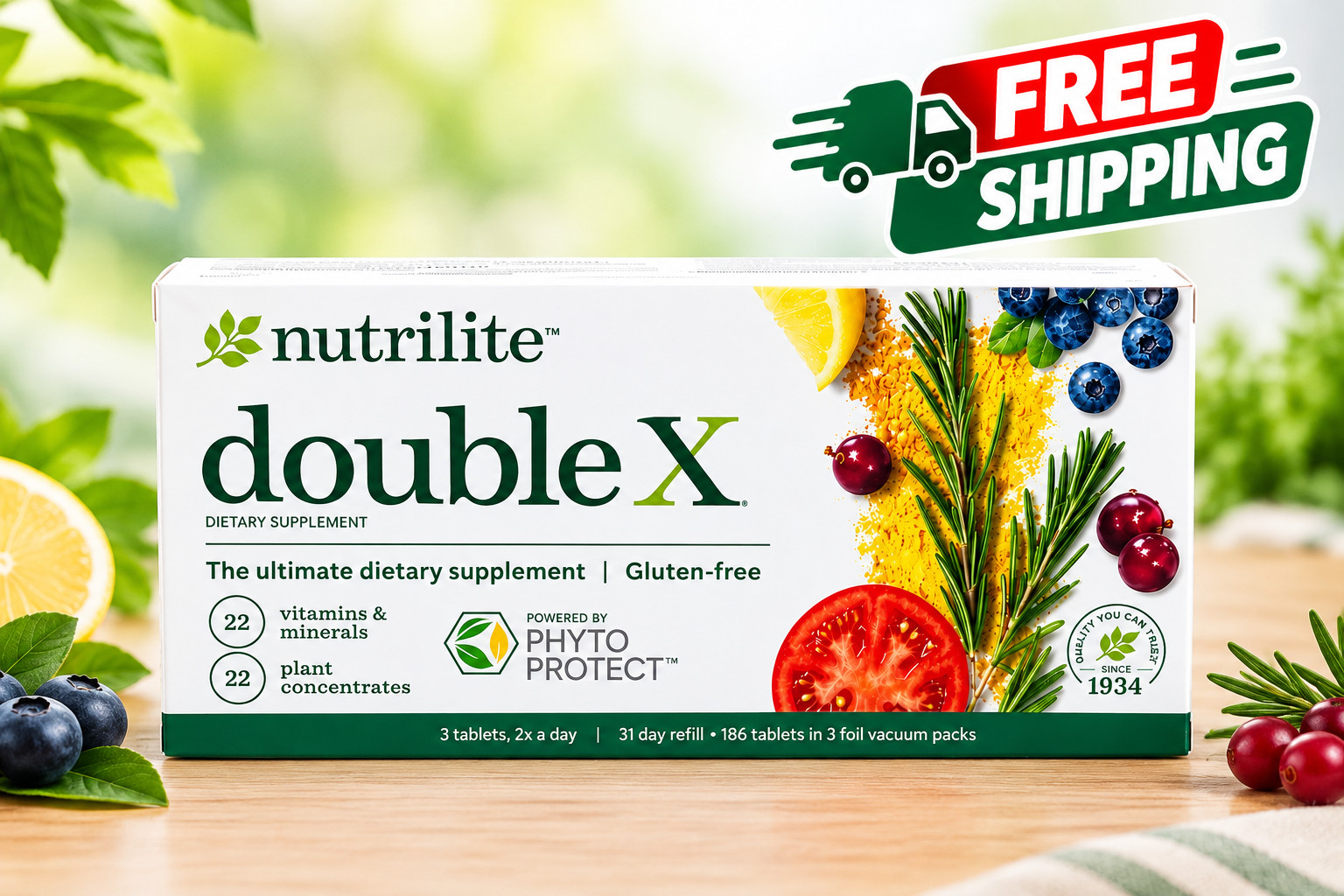 Free Shipping Nutrilite Double X Multivitamin Tablets 31-Day Refill 186Tablets1x