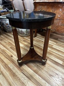 Estate Antique French Mahogany Empire Bronze Mounted Black Marble Top Side Table