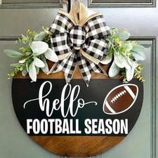 Front Door Sign Rustic Football Season Unique Funny Round Decoration Welcome