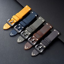 Vintage soft genuine leather watch band straps mens 20 22 24 26mm for Panerai 