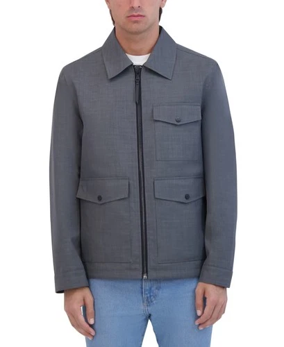Robert Graham Lightweight Textured Poly Utility Jacket Men's L Gray Full Zip video thumbnail