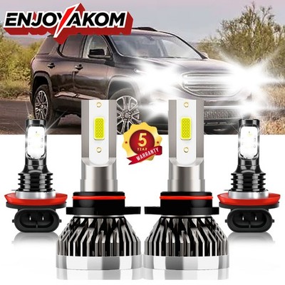 For GMC Acadia 2013-2019 LED Headlight Kit Fog Lights Bulb High/Low Beam 4x