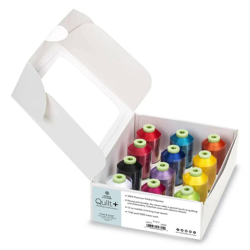 Coats & Clark Quilt + Quilting & Embroidery Thread 12 Spool Set "Brights" - Image 2 of 2