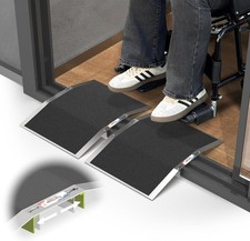 2pc×12"L×1.6"H Bridge Threshold Ramps for Doorways, Fits 2.8–5.1" Wide Threshold