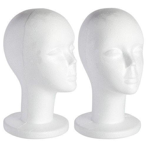 Female Foam Mannequin Head, Wig Display (11.8 in, 2 Pack)