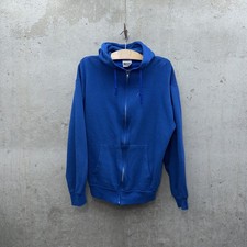 Vintage 80’s Hanes Royal Blue Zip-Up Hoodie Made In USA Size L Black Label RARE!