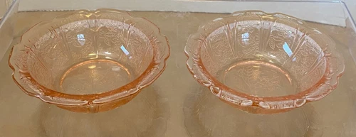 Jeanette Pink Cherry Blossom 4.75" Small Fruit Dessert Bowl Depression Glass EUC