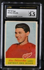 1957-58 Topps #34 Alex Delvecchio Detroit Red Wings - CSG 5.5 Ex+ 