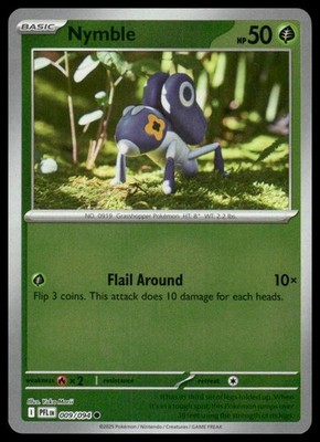 Nymble 009/094 Common Phantasmal Flames Pokemon Reverse Holo Near Mint