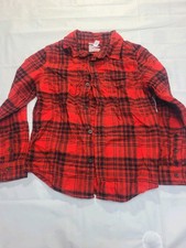 Boys' Long Sleeve Flannel Button-Down Shirt Cat Jack Red Size Medium