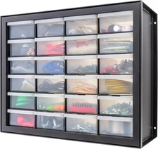 Plastic Storage Drawers, 24-Drawer, Stackable Small Parts Organizer Cabinet for 